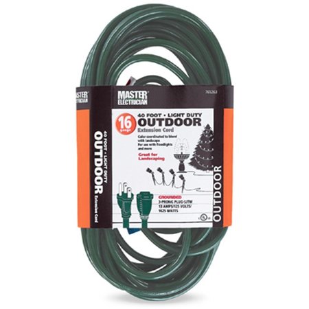 MASTER ELECTRONIC Master Electrician 02356-05ME 16-3 Green Extension Cord - 40 ft. MA573457